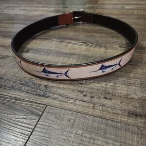 Columbia Guy Harvey swordfish leather belt size 42 mens fishing